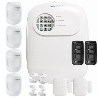 Kit Central De Alarme Anm 24 Net Intelbras + 2 Sensores Xas 4010 Smart + 4 Sensor Ivp 3000 Cf