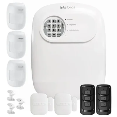 Kit Central De Alarme Anm 24 Net Intelbras + 2 Sensores Xas 4010 Smart + 3 Sensor Ivp 3000 Cf