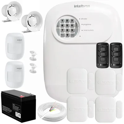 Kit Central De Alarme Anm 24 Net Intelbras + 4 Sensores Xas 4010 Smart + 2 Sensores Ivp 3000 Cf