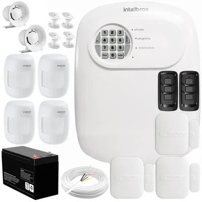 Kit Central De Alarme Anm 24 Net Intelbras + 3 Sensores Xas 4010 Smart + 4 Sensores Ivp 3000 Cf