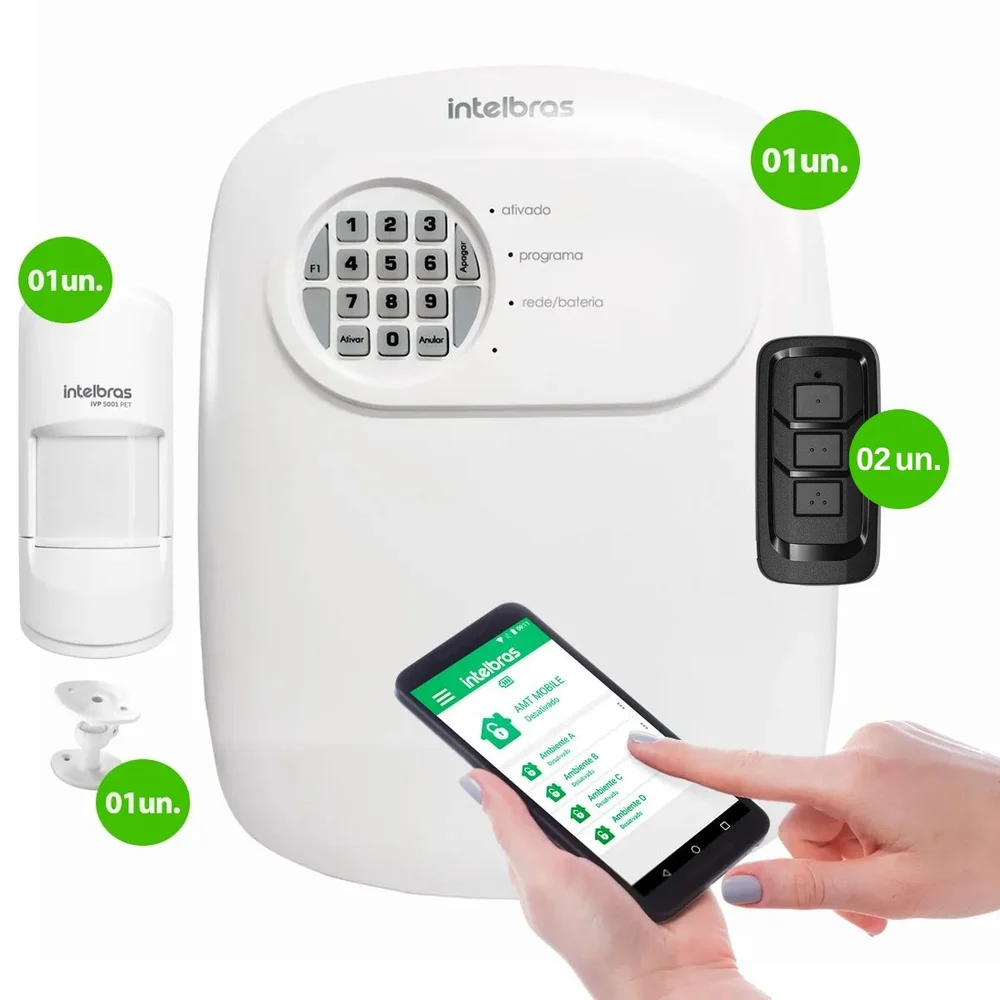 Imagem 2 de 5 do produto Kit Central De Alarme - Anm 24 Net e Sensor de Presença, Infravermelho - Ivp 5001 Pet Intelbras Passivo