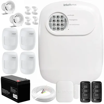 Kit Central De Alarme Anm 24 Net Intelbras + 1 Sensor Xas 4010 Smart + 4 Sensores Ivp 3000 Cf