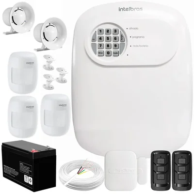 Kit Central De Alarme Anm 24 Net Intelbras + 1 Sensor Xas 4010 Smart + 3 Sensores Ivp 3000 Cf