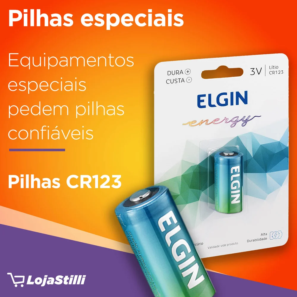 Pilha Bateria Litio Cr123 3v. Pilha Bateria Litio Cr123 3v.
