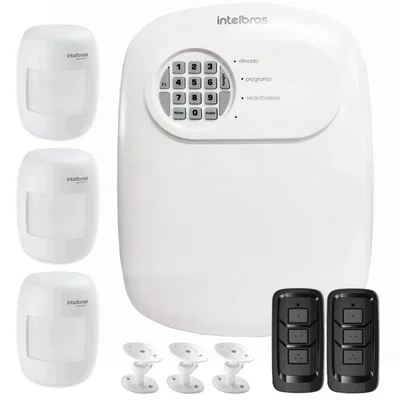 Kit Central De Alarme Anm 24 Net Intelbras + 3 Sensores Ivp 3000 Cf Alcance De 12mts