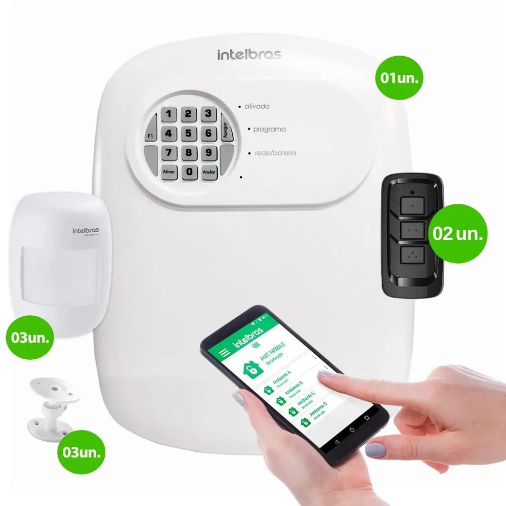 Imagem 5 de 5 do produto Kit Central De Alarme Anm 24 Net Intelbras + 3 Sensores Ivp 3000 Cf Alcance De 12mts