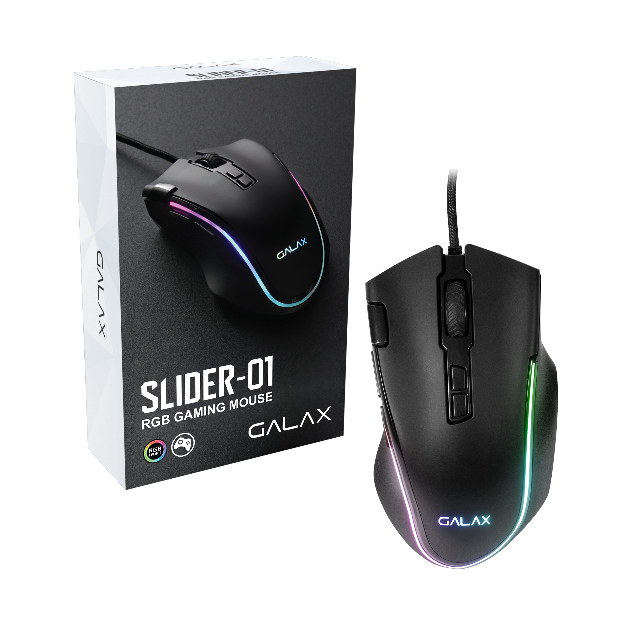 Mouse Gamer Galax Slider Sld-01, RGB, 7200 DPI, 8 Botões, USB, Preto - Mgs01ia18rg2b0