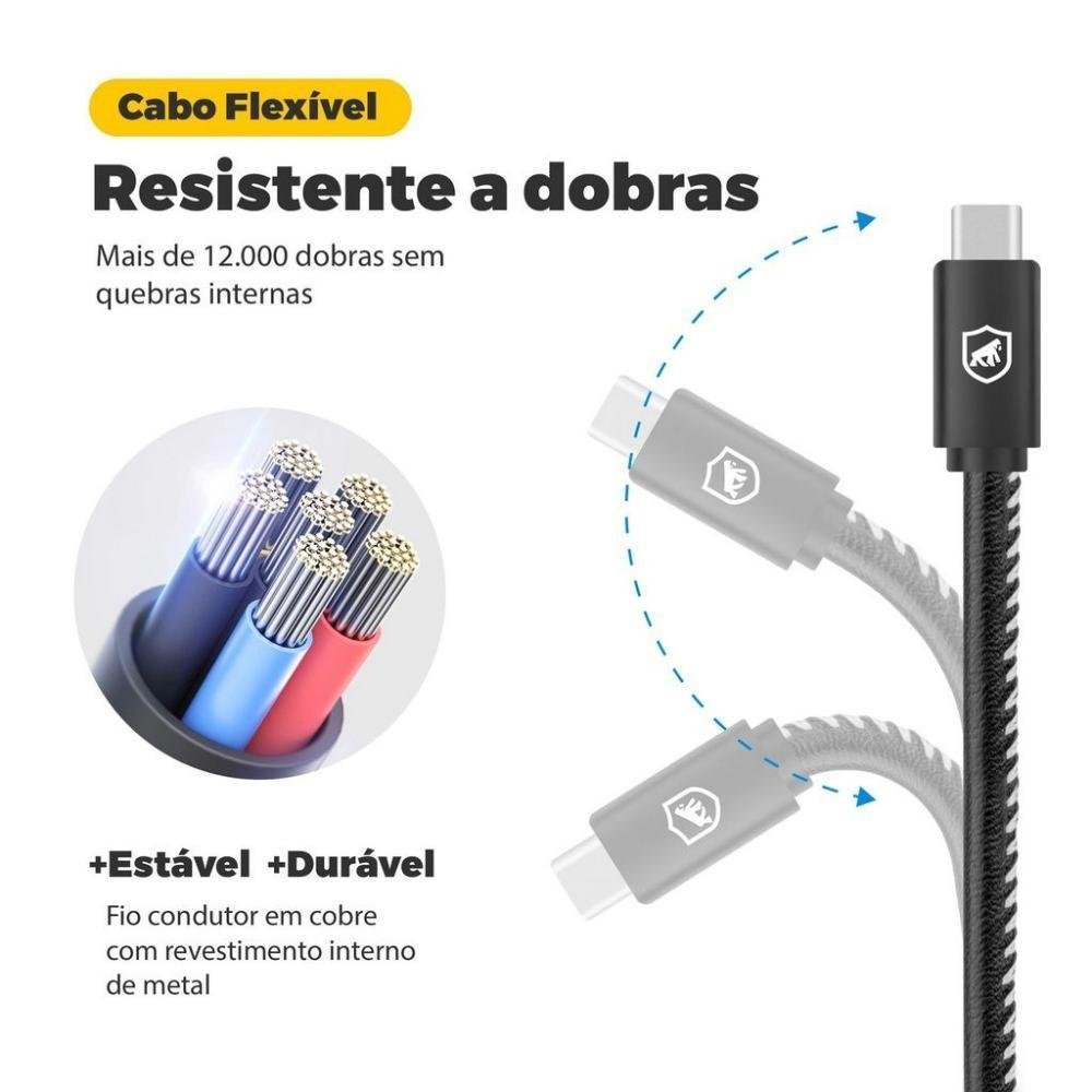 Imagem 2 de 5 do produto Cabo USB-C Gshield Turbo Militar, 1.5M