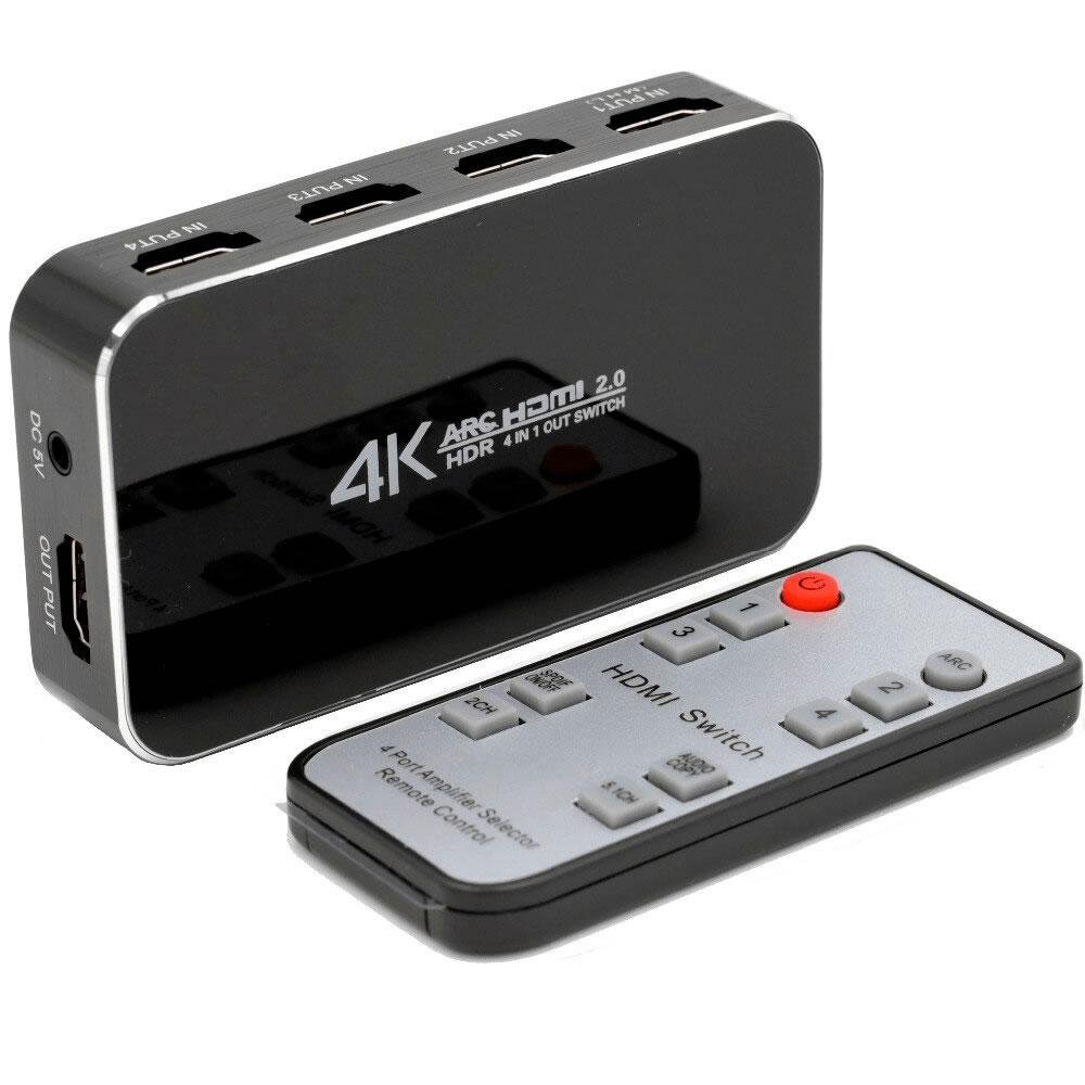 Divisor hdmi switch 5x1 adaptador hub 5 entradas 1 sa da 4k escorrega