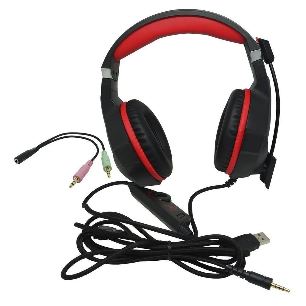 Imagem 3 de 5 do produto Headset Infokit Gamer Scorpion Articulado  Vermelho Gh-x1000