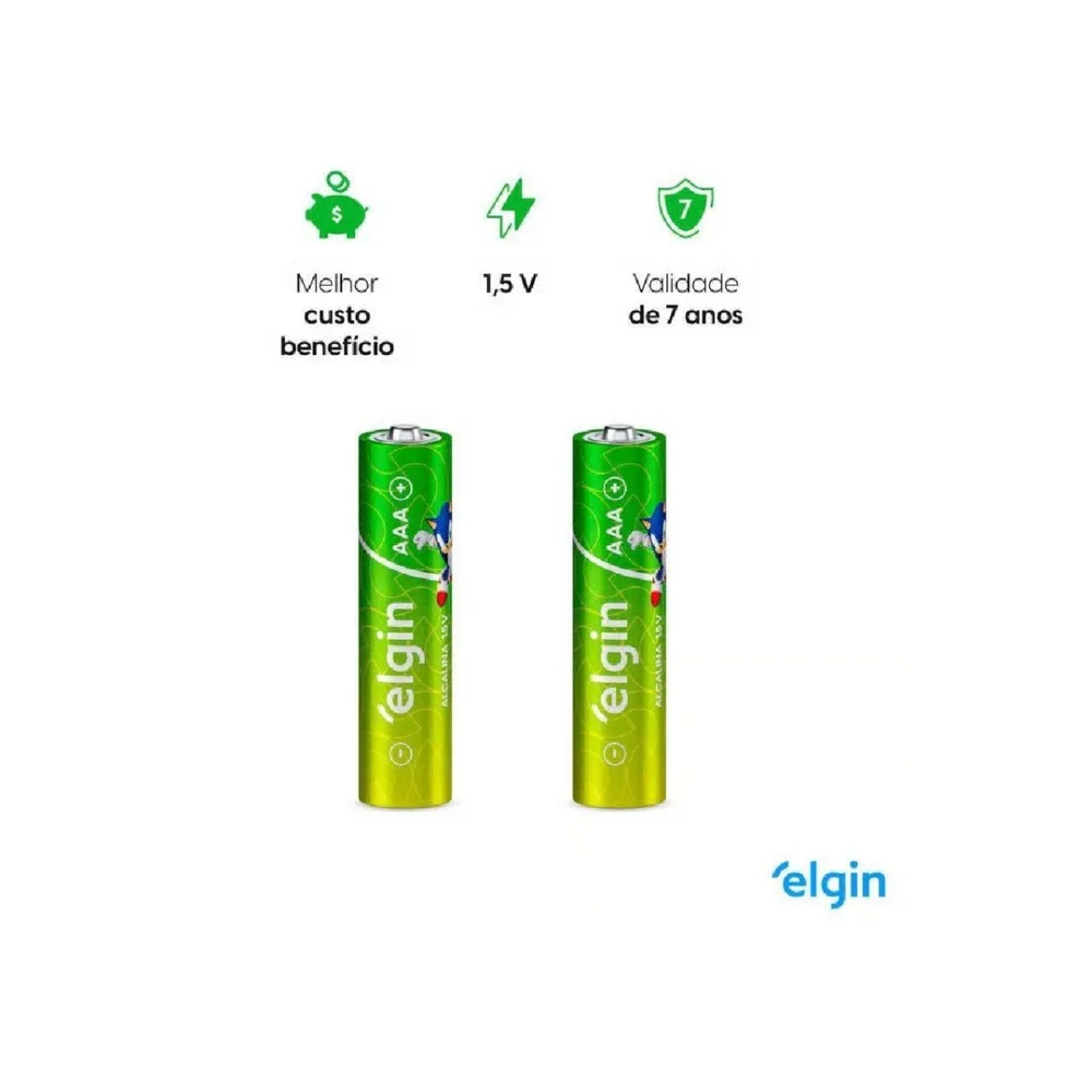 Imagem 2 de 5 do produto Pilha Alcalina Elgin Aaa 1.5v Blister Com 2 Unidades