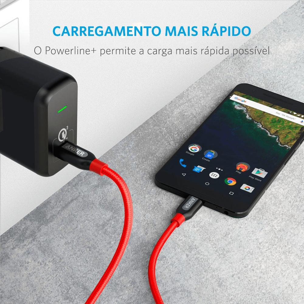Imagem 5 de 5 do produto Cabo Anker Powerline USB-C, Para USB-C 2.0, 0.9 Metros, Vermelho