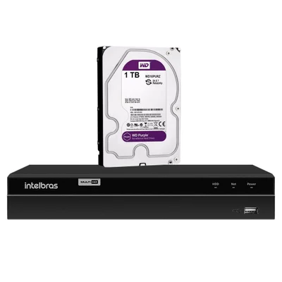 DVR Gravador De Vídeo Intelbras, Com 4 Canais Mhdx 1204, Detecção Inteligente De Movimento, 1TB Purple