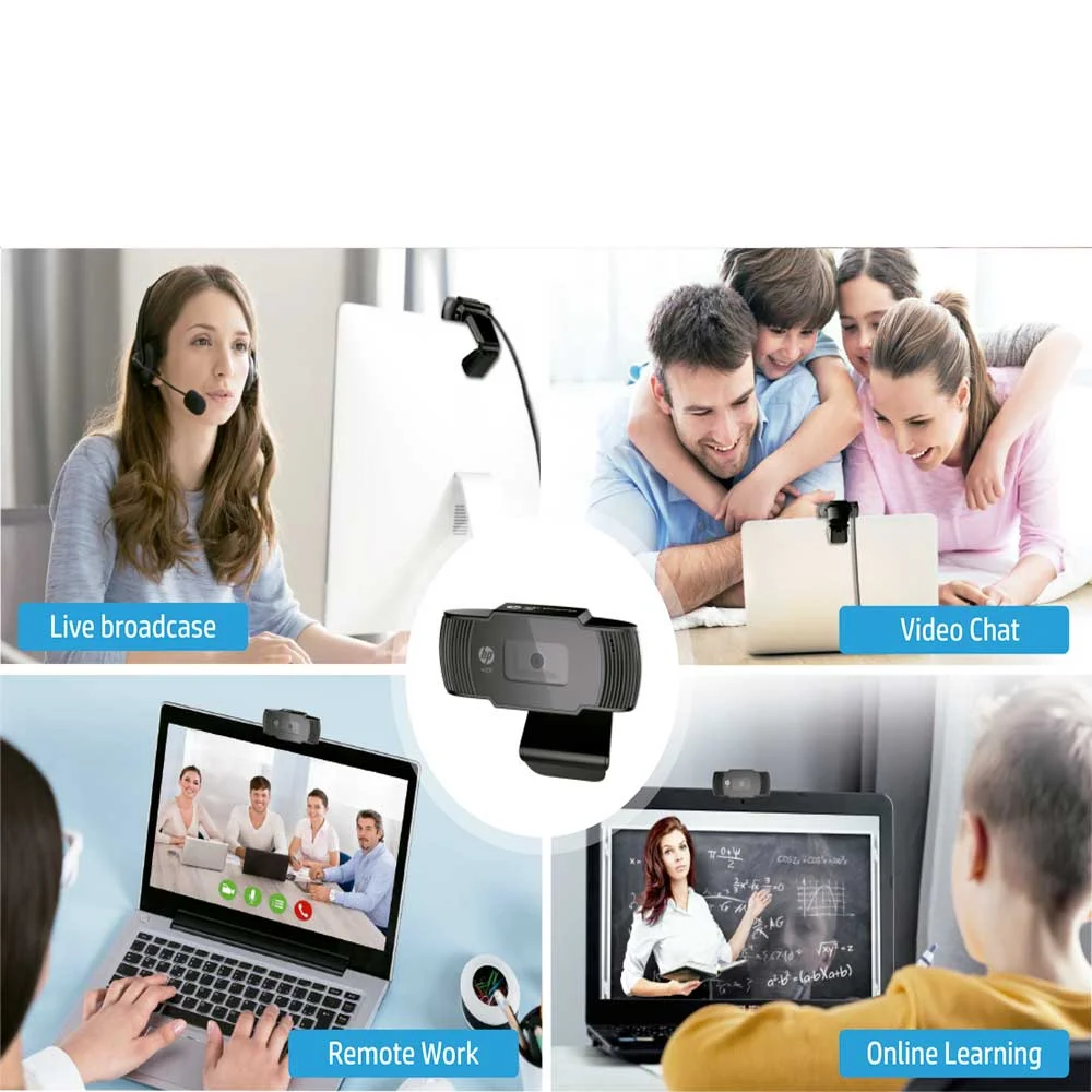 Imagem 2 de 5 do produto Câmera Webcam Hd 720p 30fps, Com Microfone Digital Embutido Hp W200