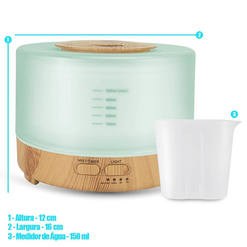 Imagem 2 de 5 do produto Umidificador Ultrassônico Base De Madeira Aromatizador