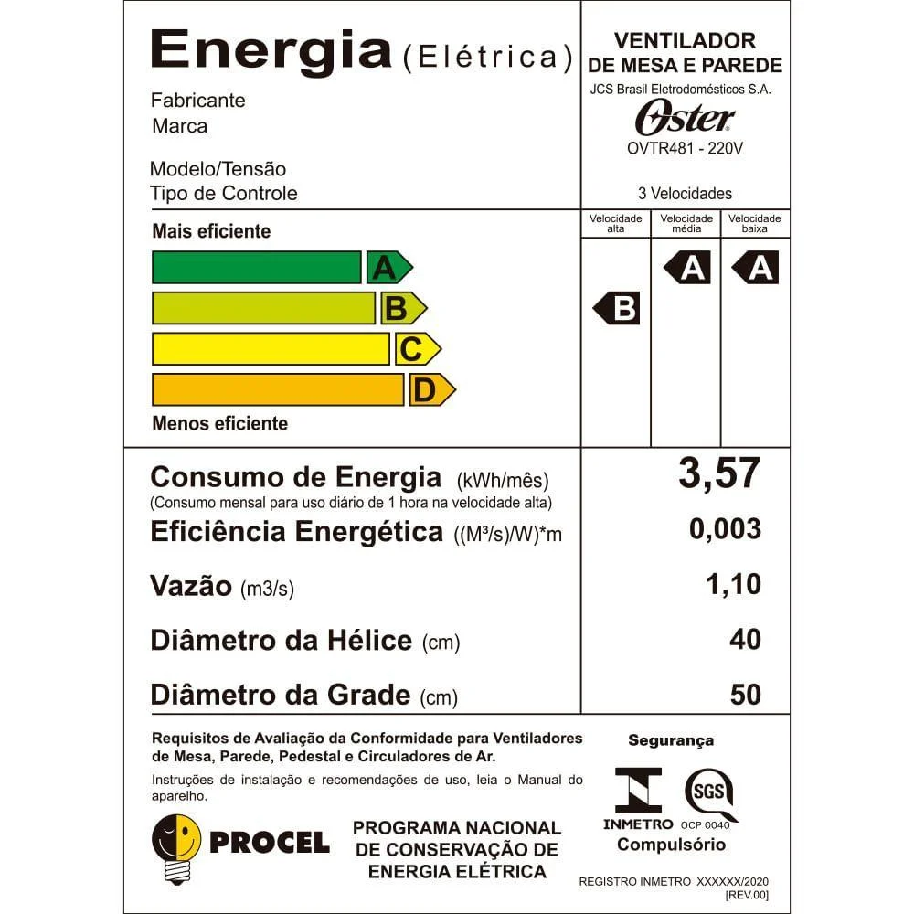 Imagem 4 de 5 do produto Ventilador Oster Power Fresh Ovtr481 Preto 220v