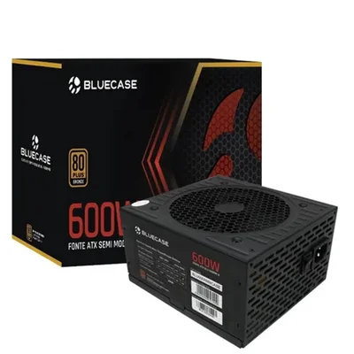 Fonte Bluecase ATX, 600W Real, 80 Plus Bronze, Semi-Modular, BLU600RM-B