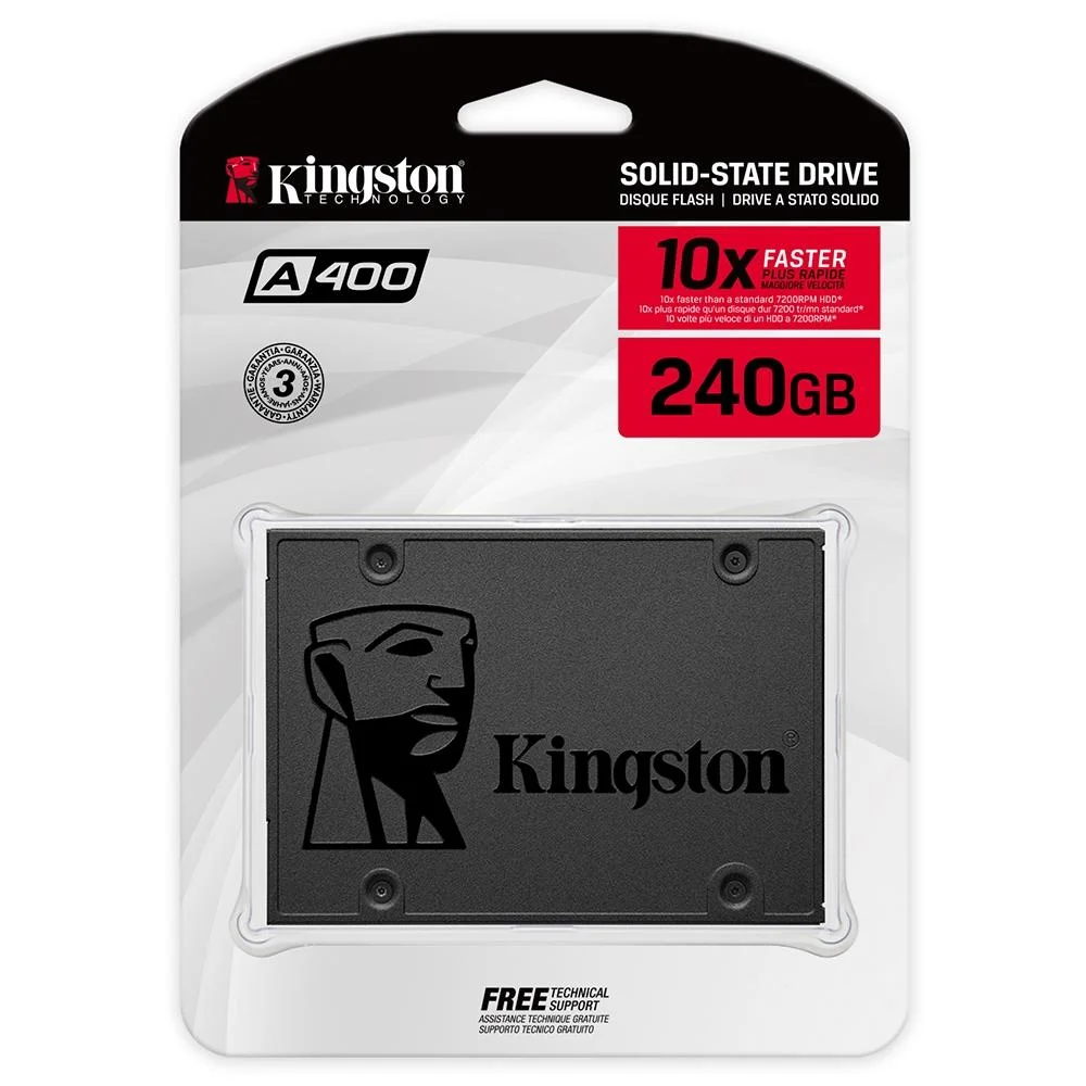 Imagem 2 de 5 do produto SSD Kingston Orient A400 240GB, Sata Iii 6GB-s, Leitura 500MB/s e Gravação 350MB/s - Sa400s37/240g