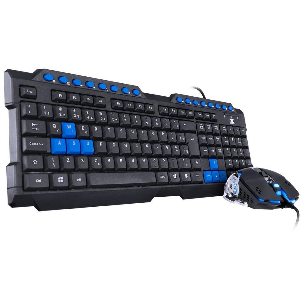 Teclado & Mouse Gamer Vx Gaming Grifo, Mouse 2400 Dpi, Cabo, Usb 1.8 Metros, Led Azul - Vgc-01a