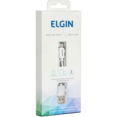 Cabo Usb Elgin Tipo C 1m Branco Recarga E Transf. De Dados