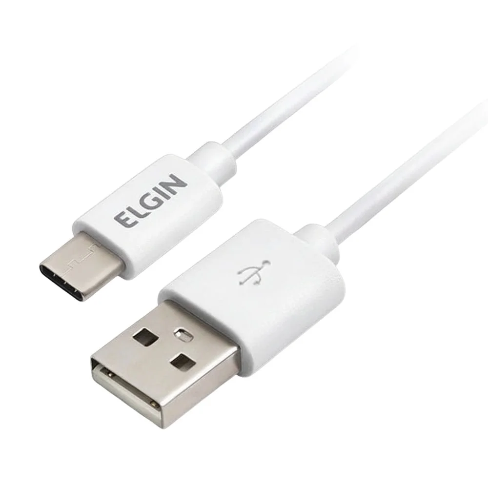 Imagem 3 de 5 do produto Cabo Usb Elgin Tipo C 1m Branco Recarga E Transf. De Dados
