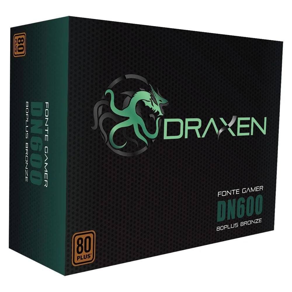 Imagem 4 de 5 do produto Fonte Draxen ATX, 600W, 80 Plus Bronze, PFC Ativo - DN600