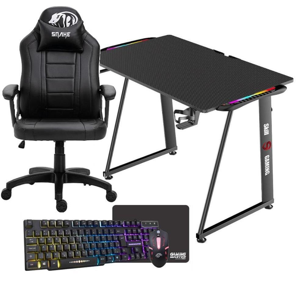 Cadeira Gamer + Mesa Gamer LED RGB + Kit Gamer RGB | KaBuM!