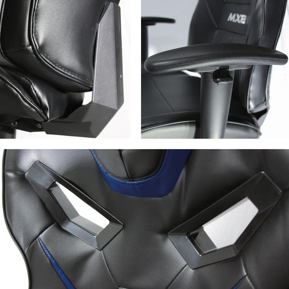 Cadeira Gamer Mymax MX8, Até 150Kg, Giratória, Preto e Azul Cadeira Gamer Mymax MX8, Até 150Kg, Giratória, Preto e Azul