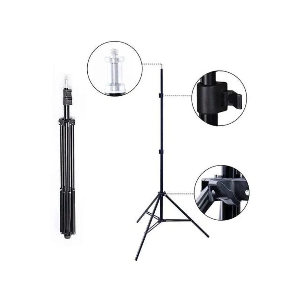 Imagem 2 de 4 do produto Tripé Para Led E Softbox 2.40 Metros Iluminação Profissional Nf