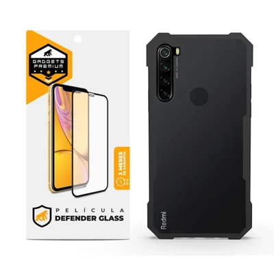 Kit Capa Dual Shock X E Pelicula Defender Glass Para Xiaomi Redmi Note 8 - Gshield