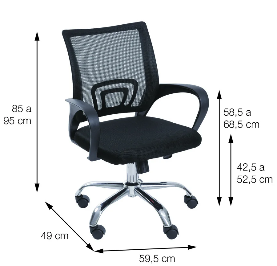 Cadeira Para Escritório Com Rodízios Tok 3310 - Or Design - Preto Cadeira Para Escritório Com Rodízios Tok 3310 - Or Design - Preto