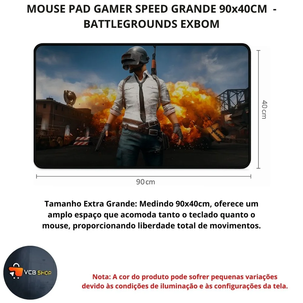 Imagem 2 de 4 do produto Mouse Pad Gamer Speed Grande 90x40cm Battlegrounds Exbom