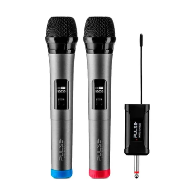 Dupla De Microfones Sem Fio Uhf Com Receptor Pulse Professional- Sp801