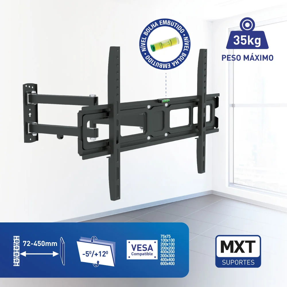 Imagem 2 de 5 do produto Suporte De Tv Lcd Led 4k Tri-articulado 32 A 70´´ Mxt Até 50kg Ar-e20mb
