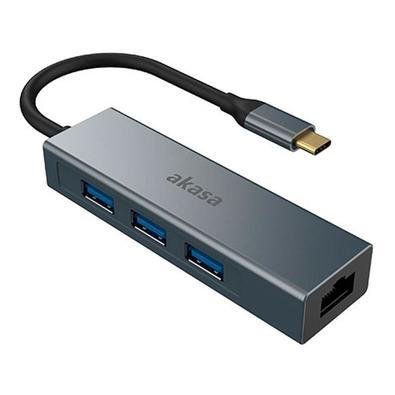 Hub Usb-c - 3 Portas Usb 3.1 - 1 Porta Rj45 - Akasa Ak-cbca20-18bk