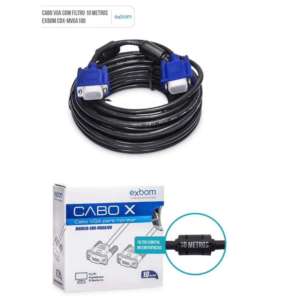 Imagem 5 de 5 do produto Cabo Vga 15 Mts Monitor Lcd Pc Projetor 15 Metros