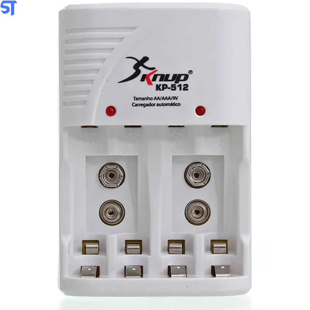 Imagem 2 de 4 do produto Carregador Para Pilhas Aa/aaa E Bateria 9v Recarregáveis Bivolt