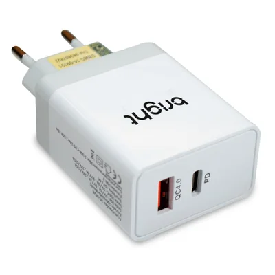 Carregador Bright Duplo USB 2.0 Universal Turbo E USB-C 4.0a 36w