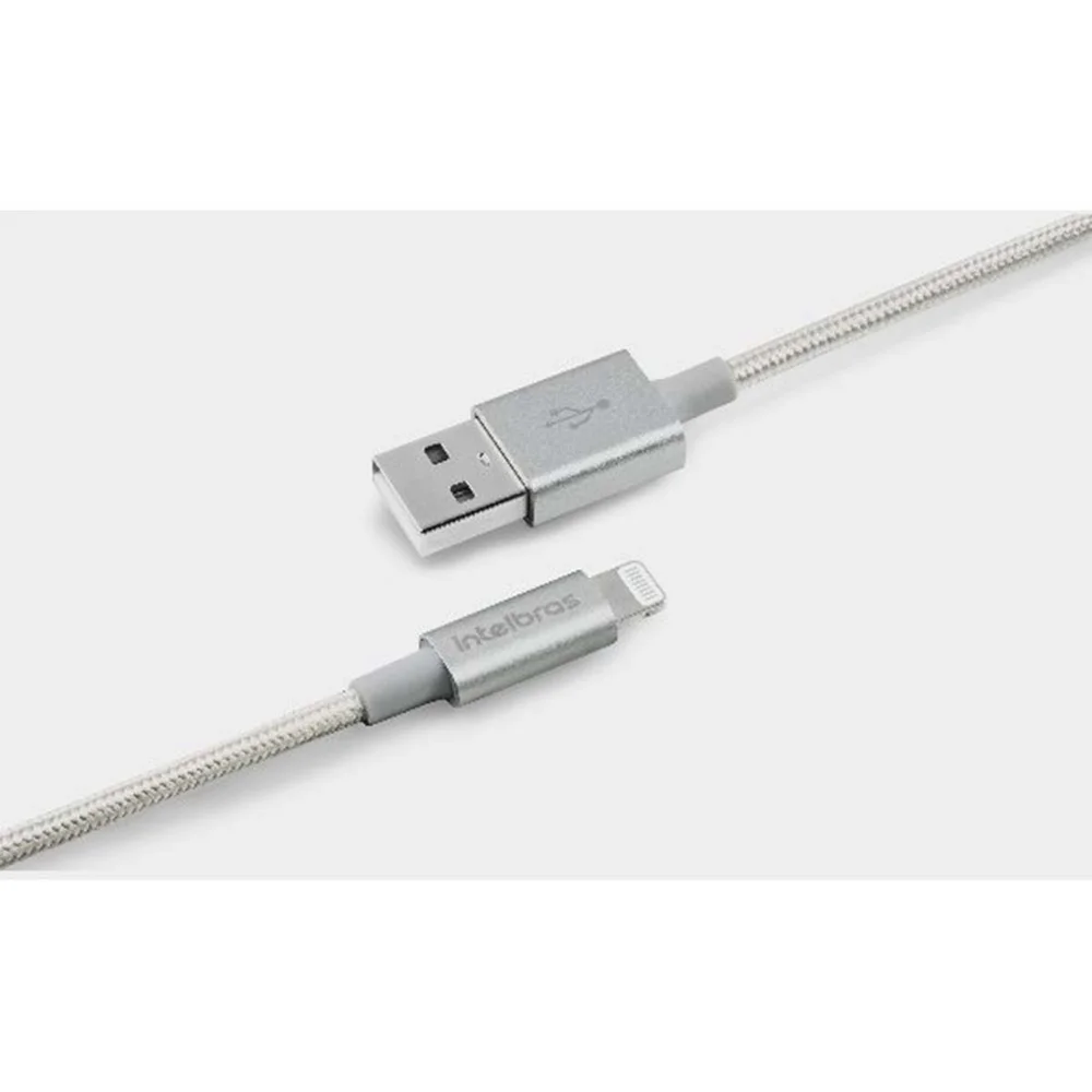 Imagem 5 de 5 do produto Cabo Usb Ligthning 1.5m Nylon Branco Eucl 15nb  Intelbras