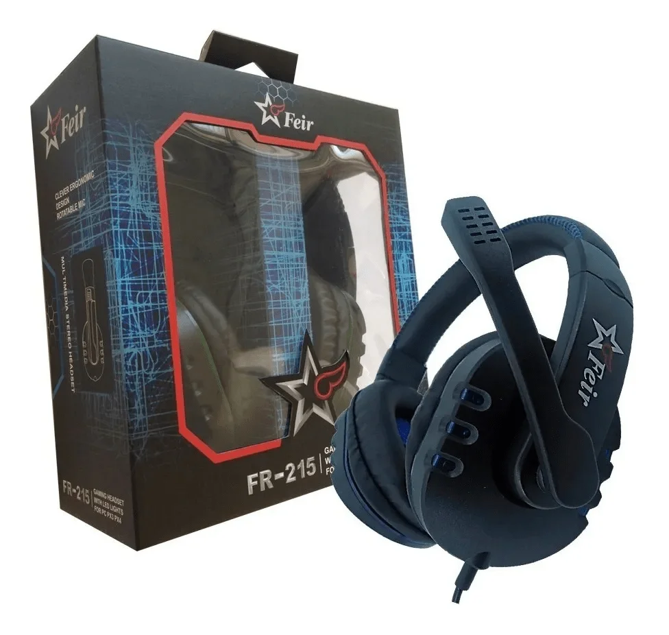 Fone Headset Estéreo Controle Volume Microfone Games Console Pc Notebook Usb Feir Fr-215