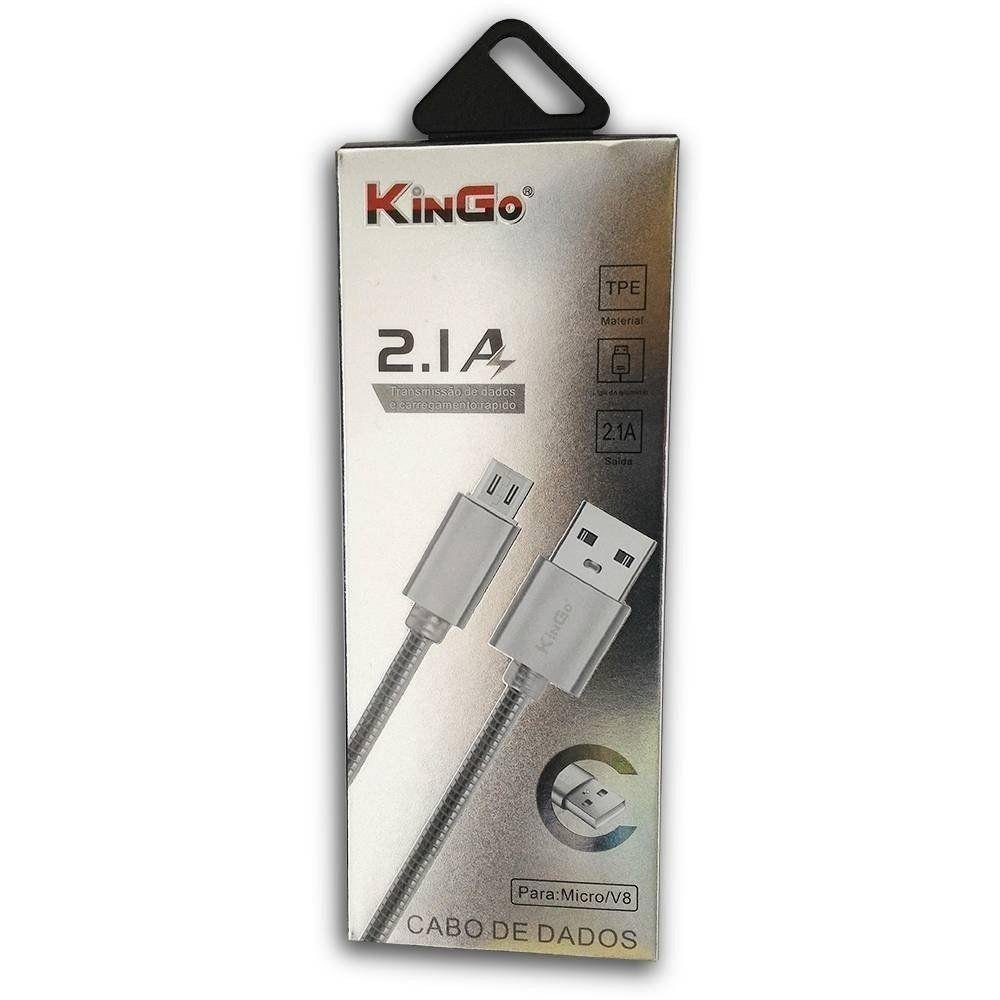 Imagem 3 de 3 do produto Cabo Carregador USB V8 Micro USB, Kingo Android, Metal Reforçado