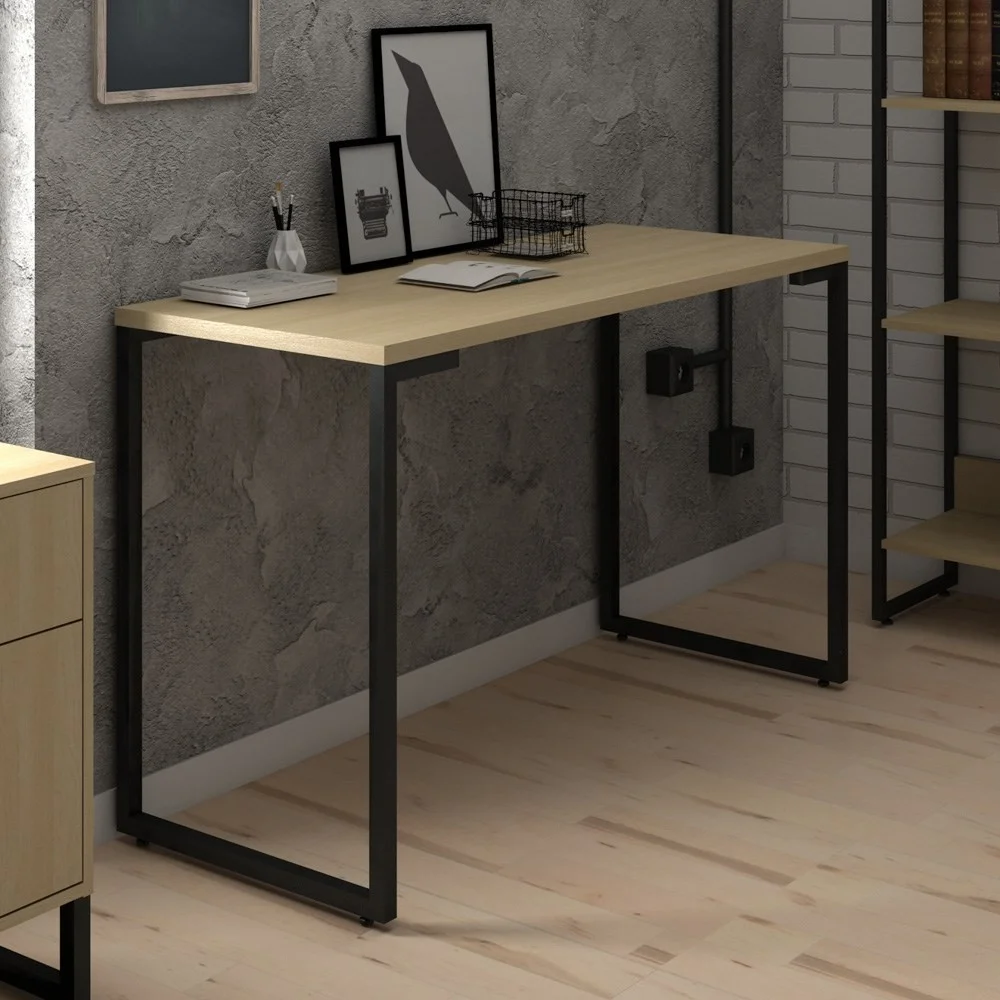 Imagem 2 de 4 do produto Mesa Escritório 120cm Estilo Industrial New Port F02 Nature - Mpozenato