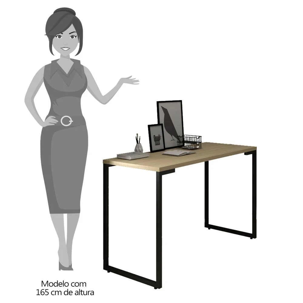 Imagem 3 de 4 do produto Mesa Escritório 120cm Estilo Industrial New Port F02 Nature - Mpozenato