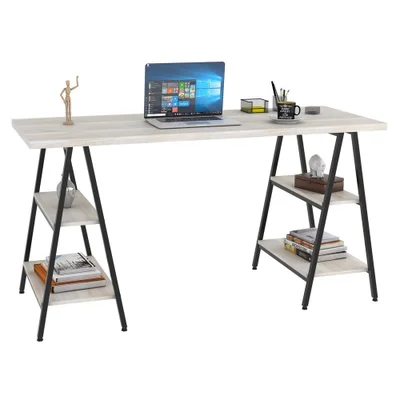 Mesa Escrivaninha Cavalete 150cm Estilo Industrial Prisma C08 Snow/preto - Mpozenato