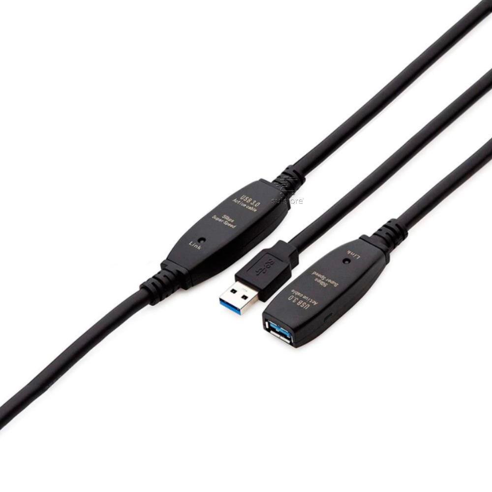 Imagem 2 de 4 do produto Cabo Extensor Usb 3.0 Ativo Repetidor Macho X Fêmea 10 Metros Comtac 9374