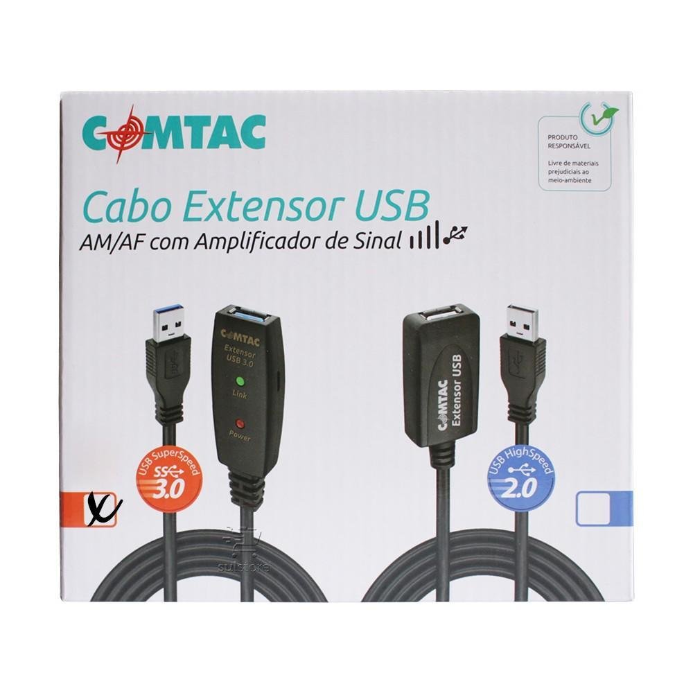 Imagem 3 de 4 do produto Cabo Extensor Usb 3.0 Ativo Repetidor Macho X Fêmea 10 Metros Comtac 9374