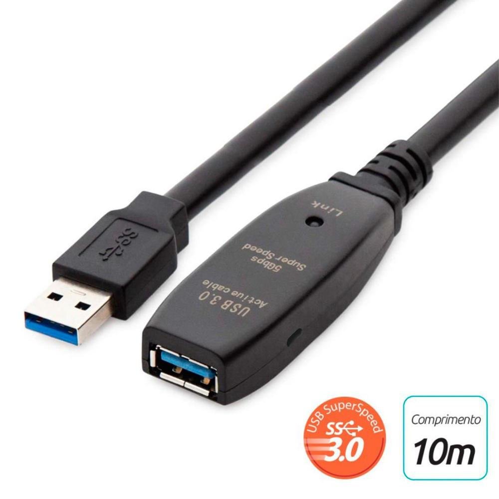 Imagem 4 de 4 do produto Cabo Extensor Usb 3.0 Ativo Repetidor Macho X Fêmea 10 Metros Comtac 9374
