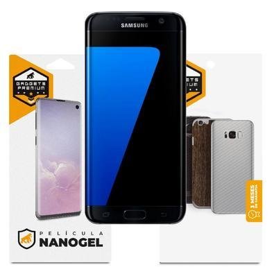 Película Nano Gel Dupla + Traseira Fibra De Carbono Para Samsung Galaxy S7 Edge - Gshield  cobre Toda Tela