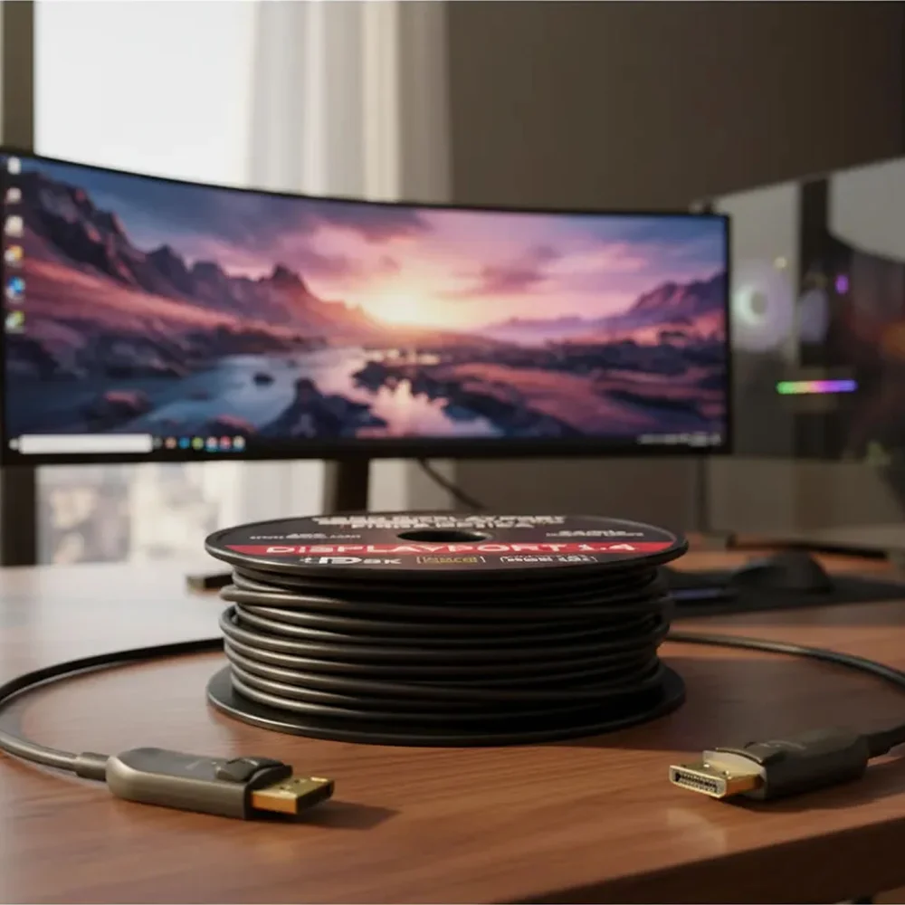 Imagem 3 de 5 do produto Cabo Displayport 1.4 Fibra Óptica De 10 Metros - 8k 60hz