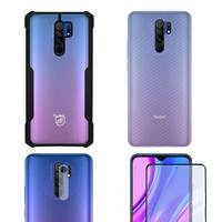 Película Gshield Defender Glass + Camera + Fibra De Carbono + Capa Dual Shock X Para Redmi 9